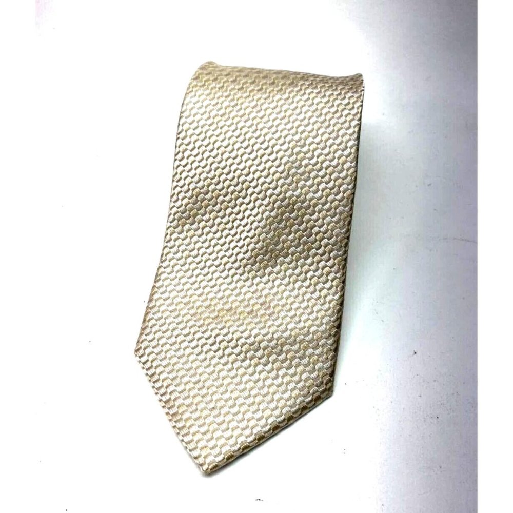 Giorgio Armani Men's Tie Necktie Metallic Brown Geometric 100% Silk Italy 0304